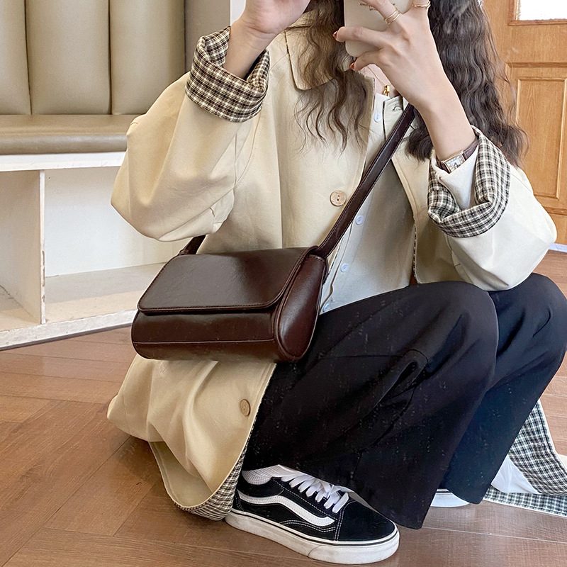 Vintage Oil Wax Leather Square Crossbody Bag view 4