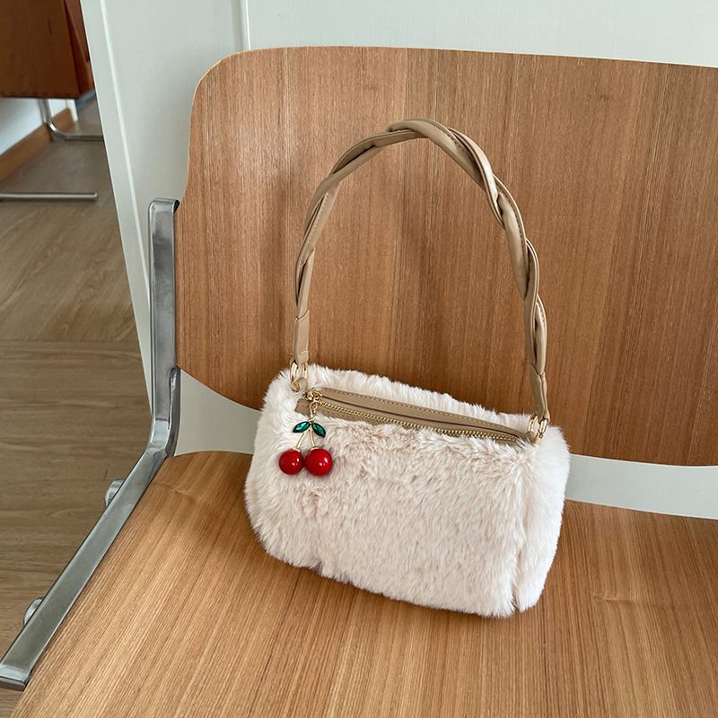 Cherry Plush Woven Chain Crossbody Bag view 2