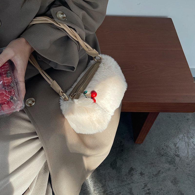 Cherry Plush Woven Chain Crossbody Bag view 3