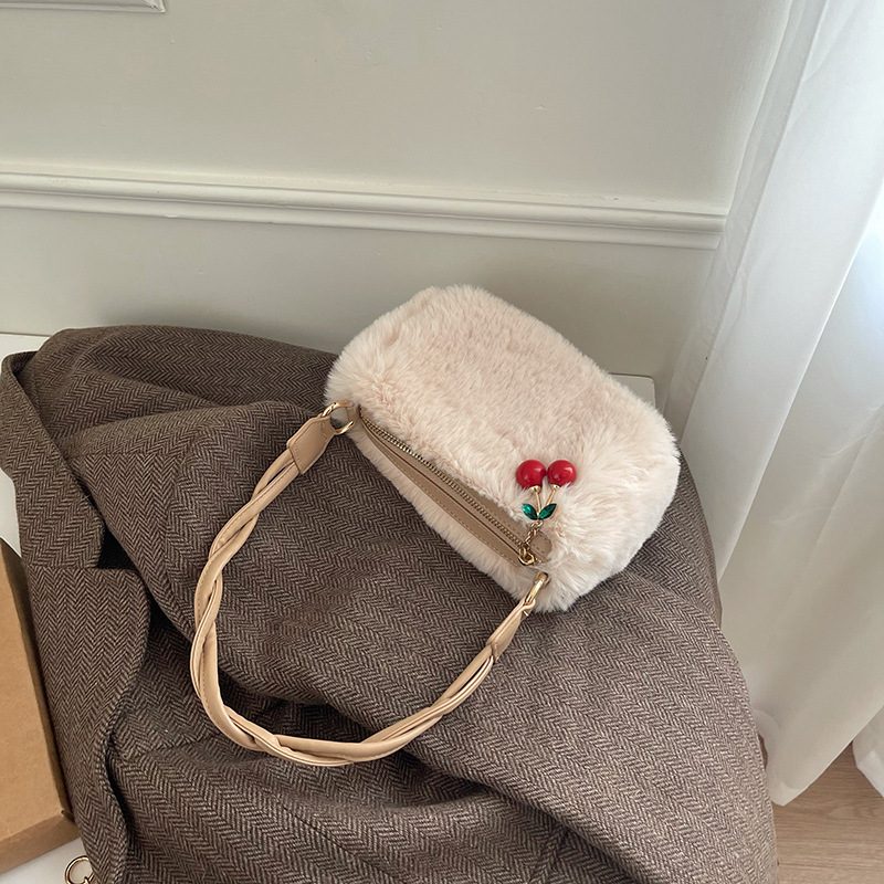 Cherry Plush Woven Chain Crossbody Bag view 4