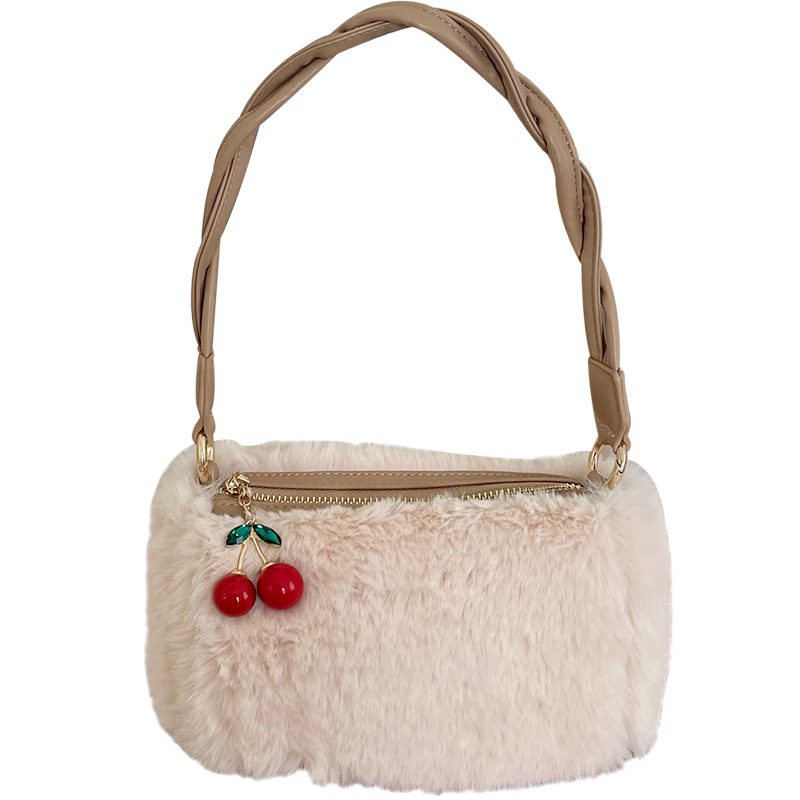 Cherry Plush Woven Chain Crossbody Bag view 5