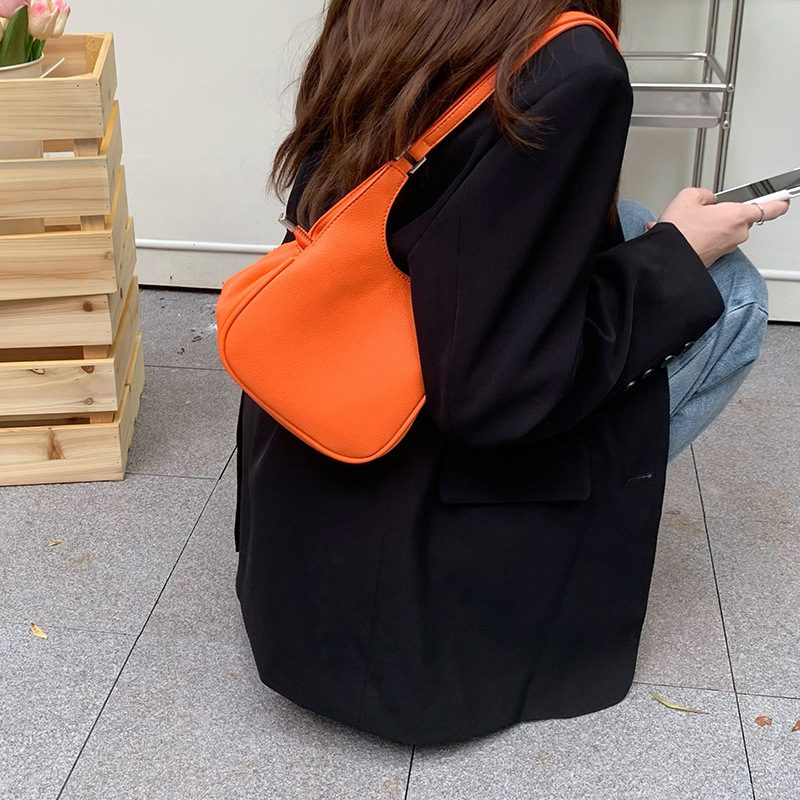 Litchi Grain Crescent Crossbody Shoulder Bag view 2
