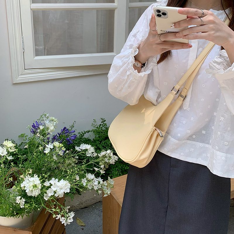 Litchi Grain Crescent Crossbody Shoulder Bag view 4