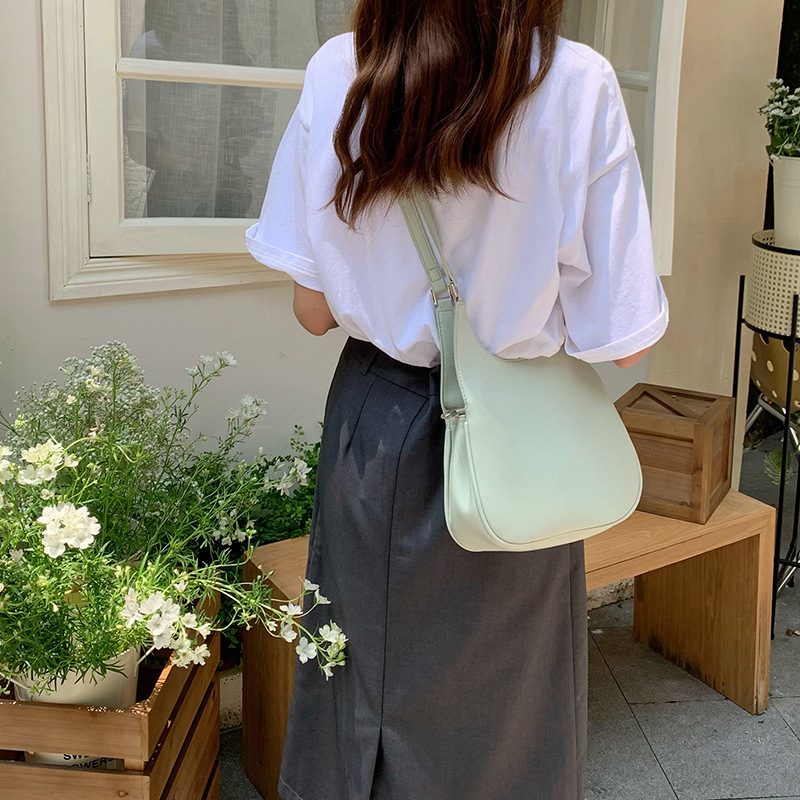 Litchi Grain Crescent Crossbody Shoulder Bag view 6