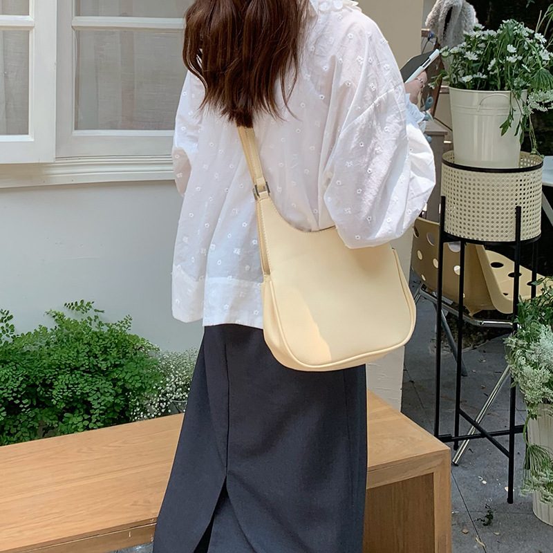 Litchi Grain Crescent Crossbody Shoulder Bag view 7