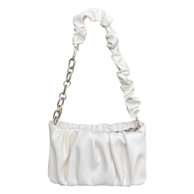 Soft Leather Cloud Pleated Chain Crossbody Bag view 5