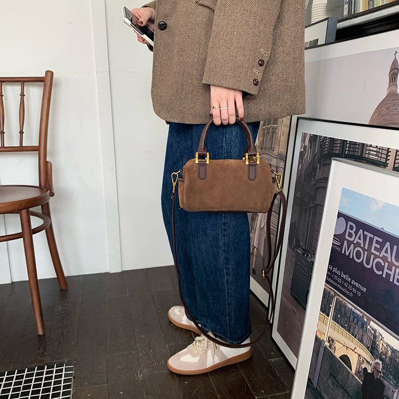 Vintage Suede Pillow Boston Top-Handle Bag view 3