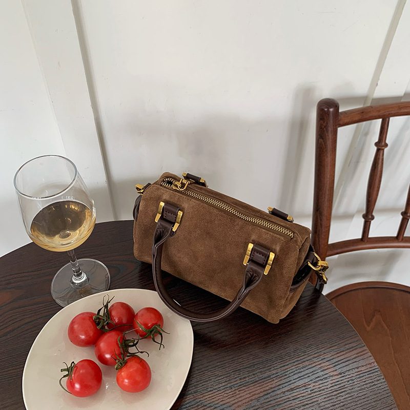 Vintage Suede Pillow Boston Top-Handle Bag view 6
