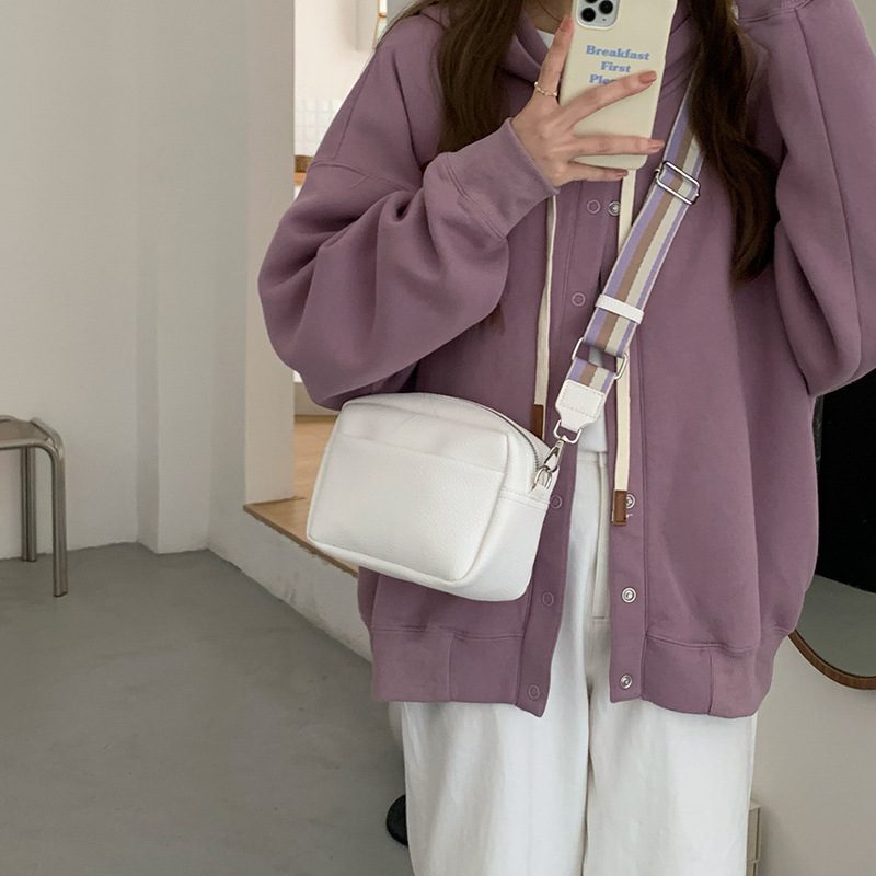 Solid PU Leather Square Crossbody Bag view 3