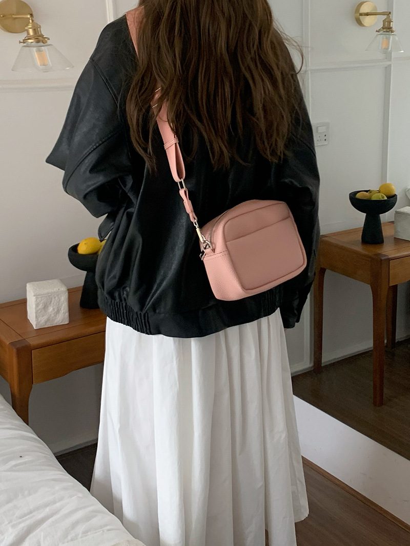 Solid PU Leather Square Crossbody Bag view 5