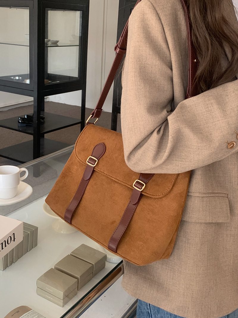 Suede Vintage Messenger Crossbody Bag view 3