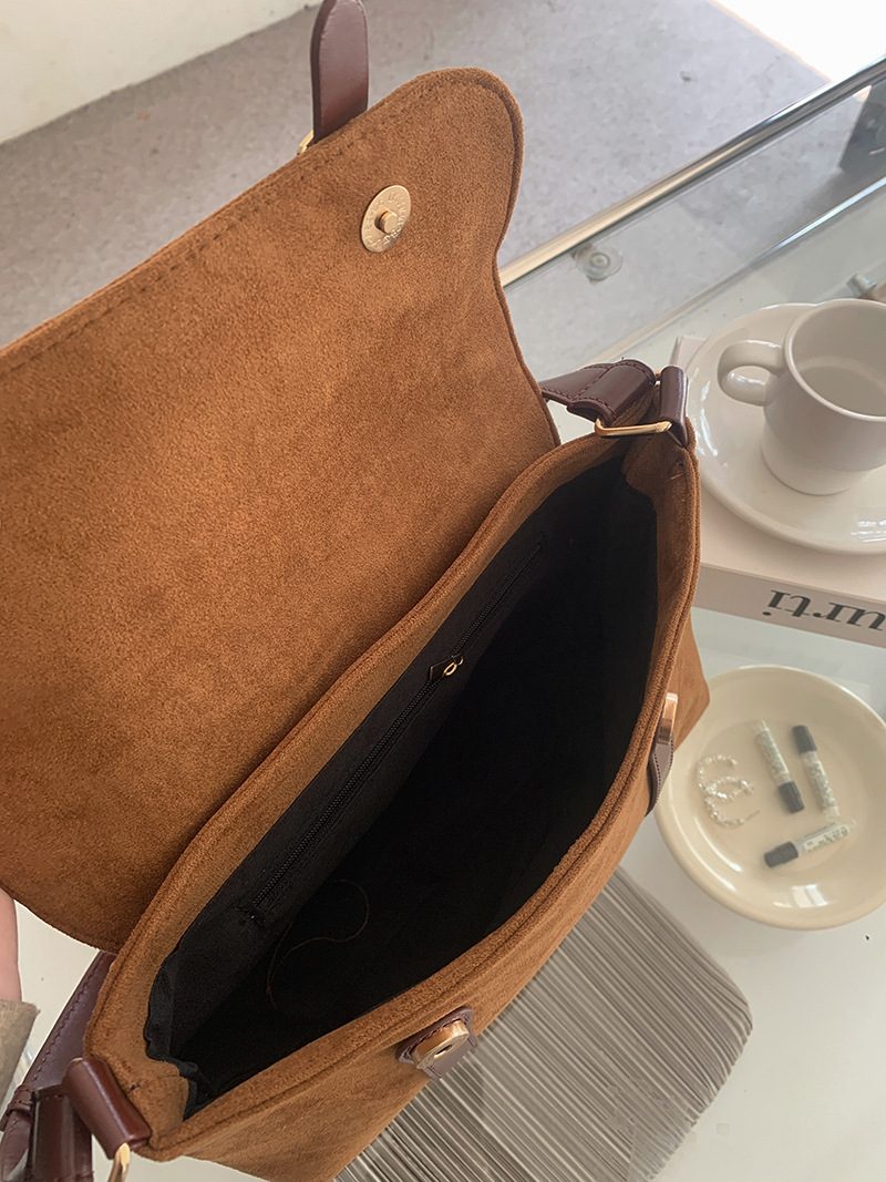 Suede Vintage Messenger Crossbody Bag view 4