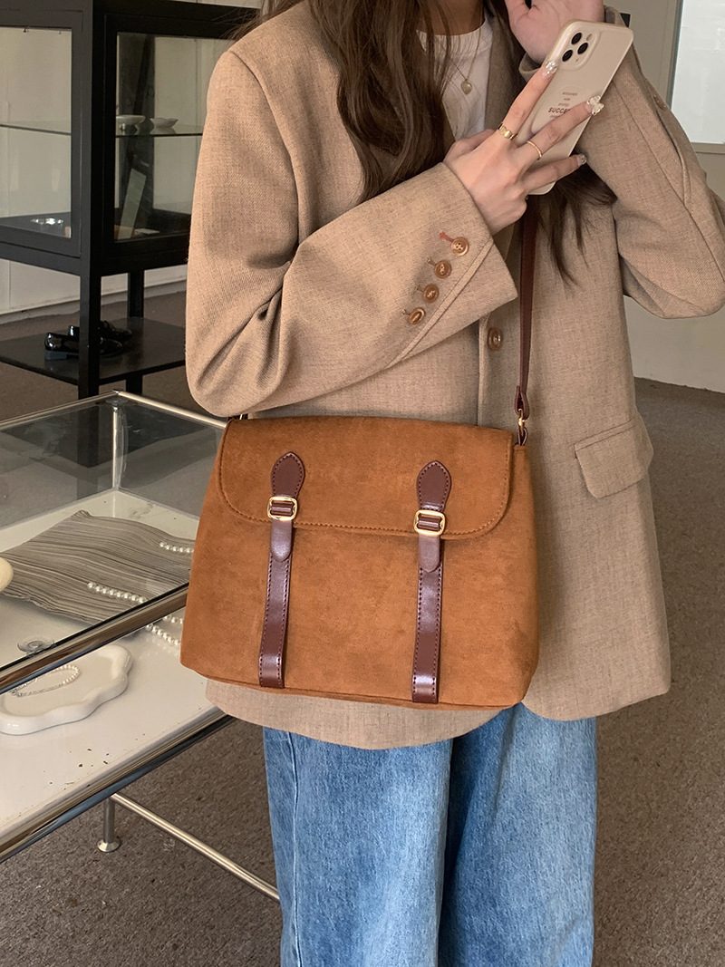 Suede Vintage Messenger Crossbody Bag view 5