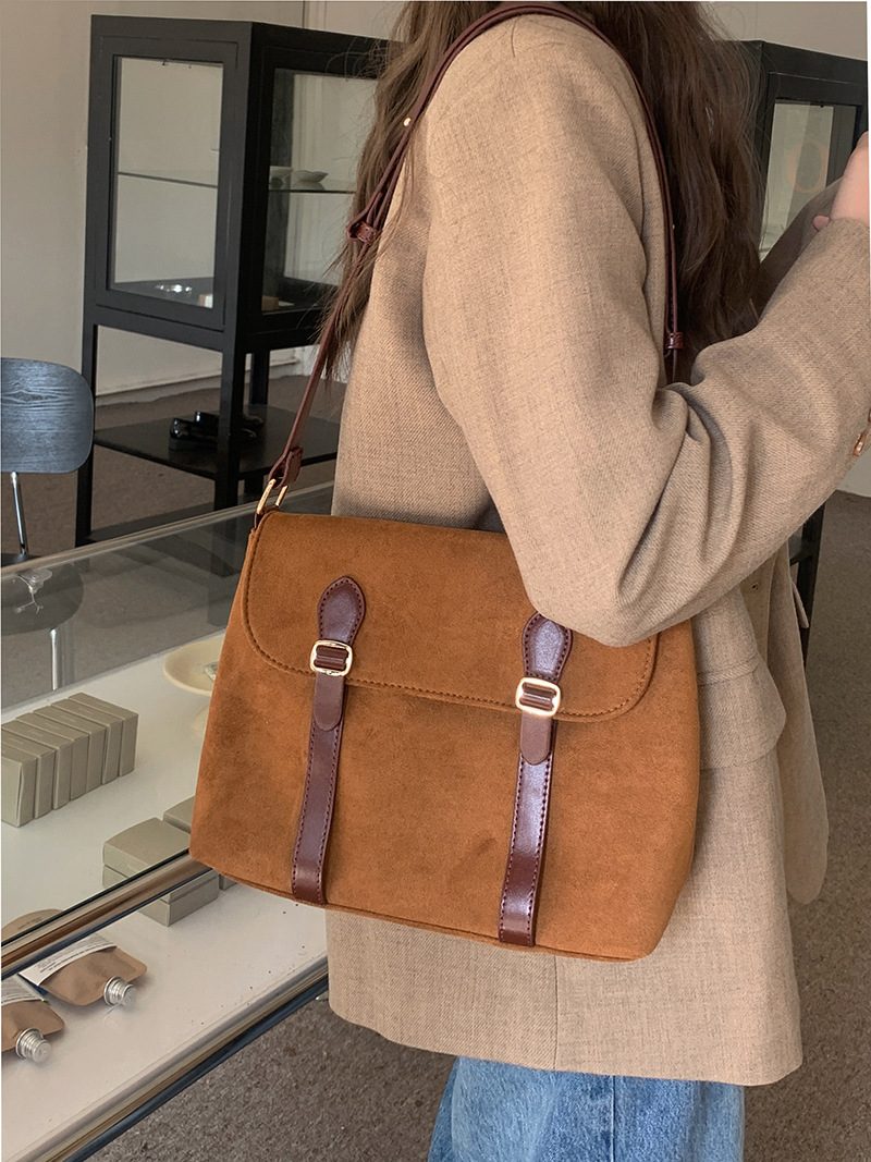 Suede Vintage Messenger Crossbody Bag view 6