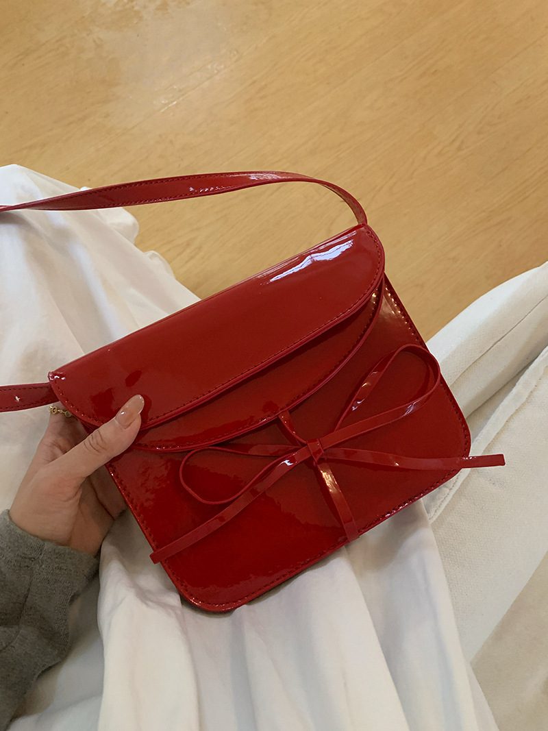 Patent Leather Bow Square Crossbody Bag view 2