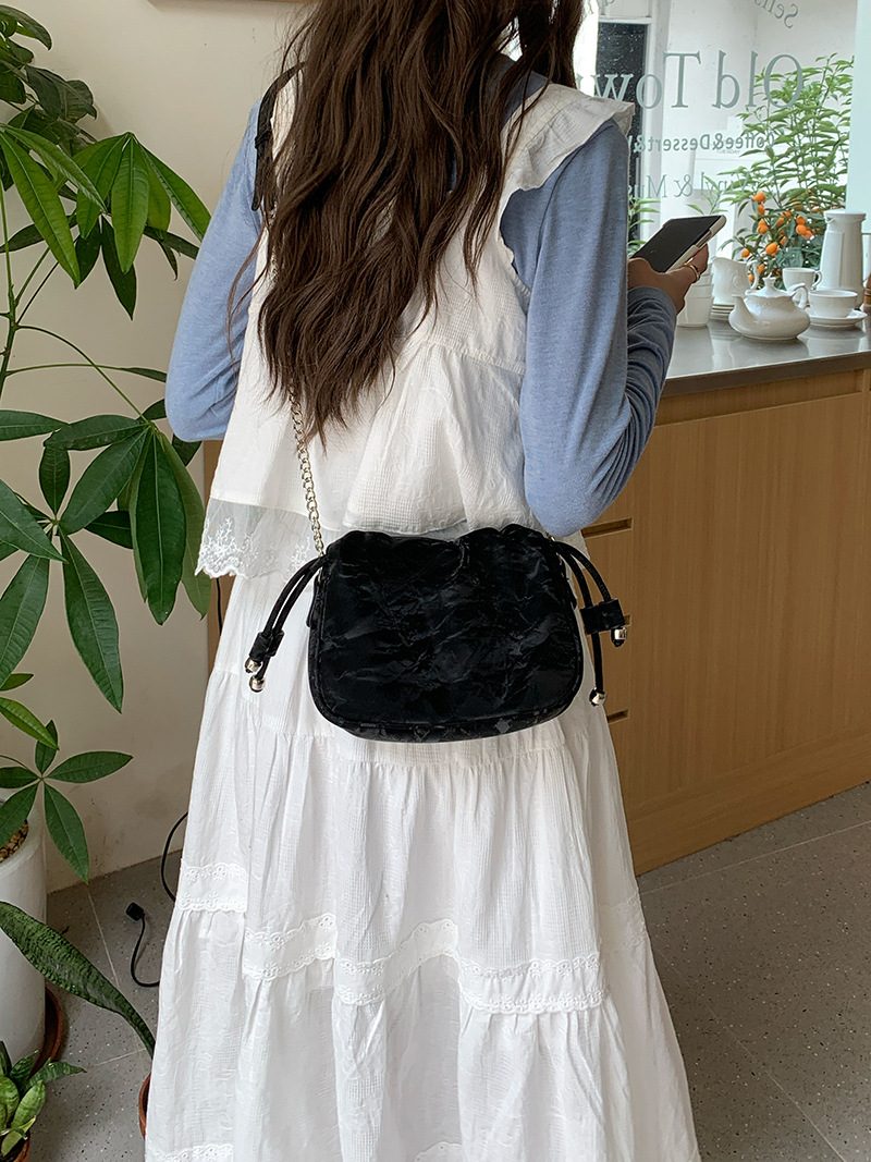 Ruched Chain Cloud Crossbody Bag view 3