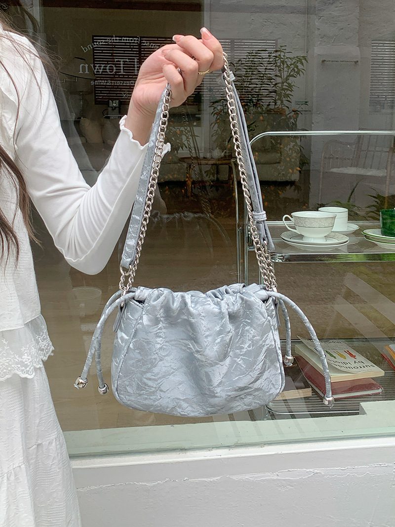 Ruched Chain Cloud Crossbody Bag view 6