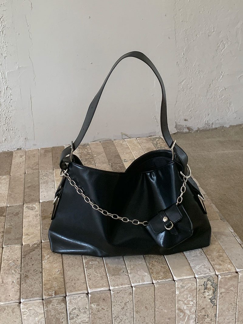Soft Leather Chain Tote Bag view 4