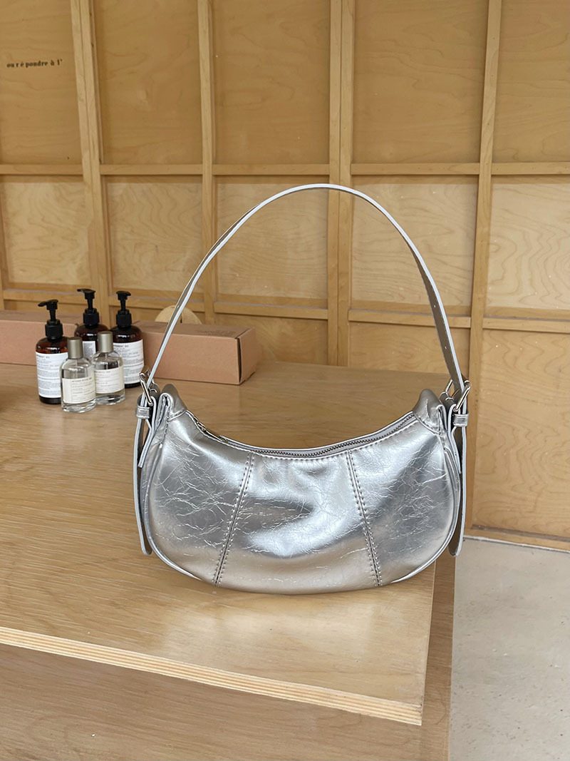 Silver Top-Handle Crossbody Bag