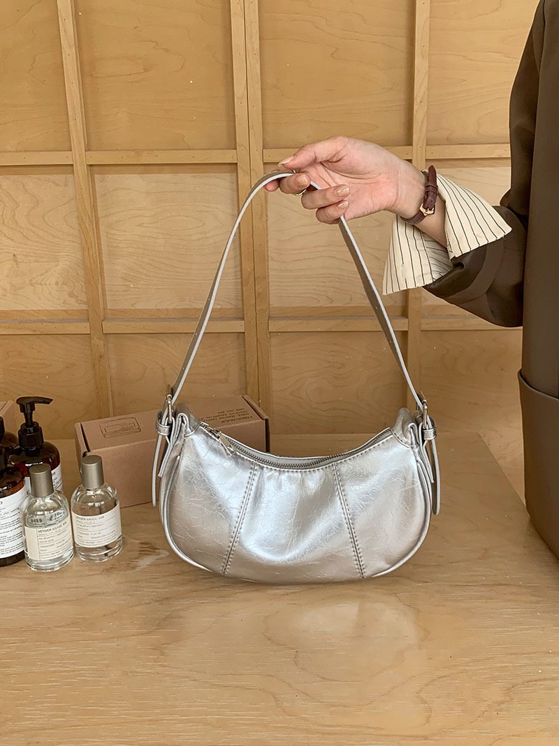 Silver Top-Handle Crossbody Bag view 5