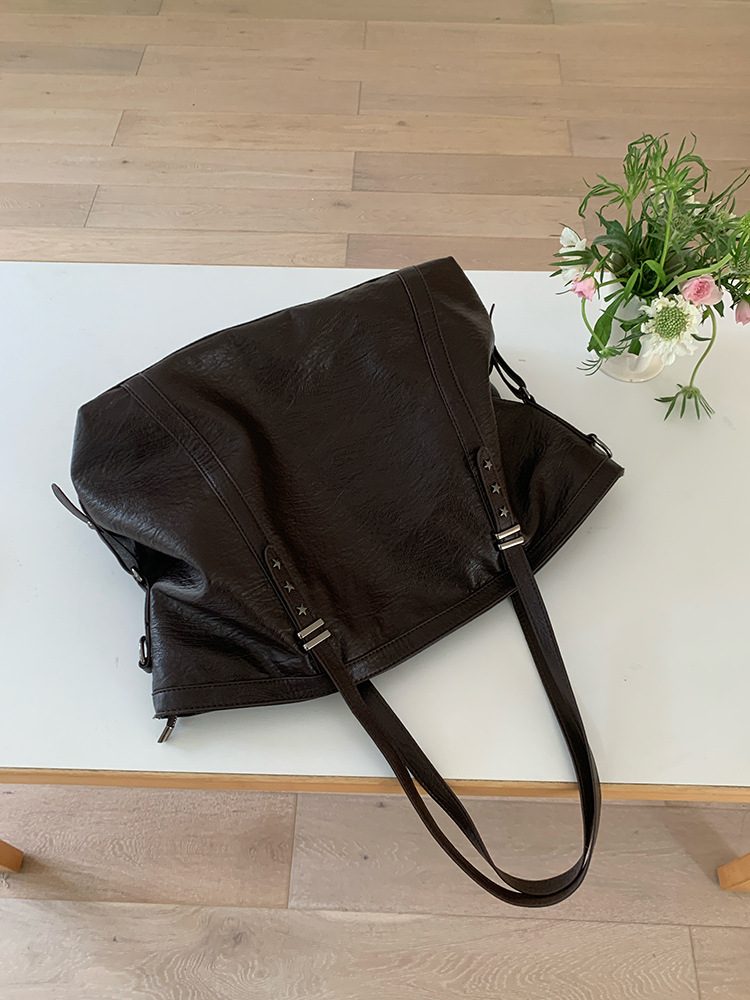 Women's Black Soft Leather Tote Crossbody Bag view 3