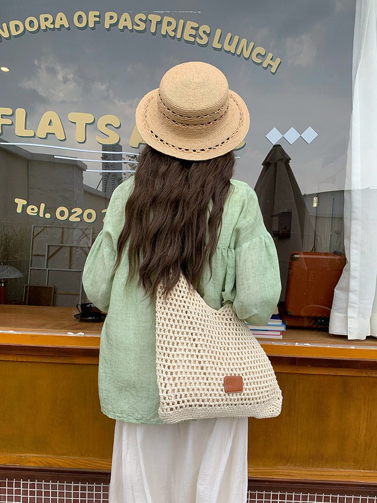 Women's Woven Hollow Beach Tote Crossbody Bag view 3