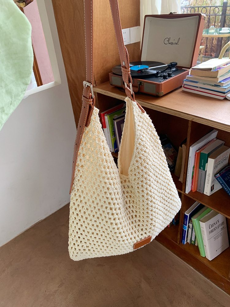 Women's Woven Hollow Beach Tote Crossbody Bag view 4