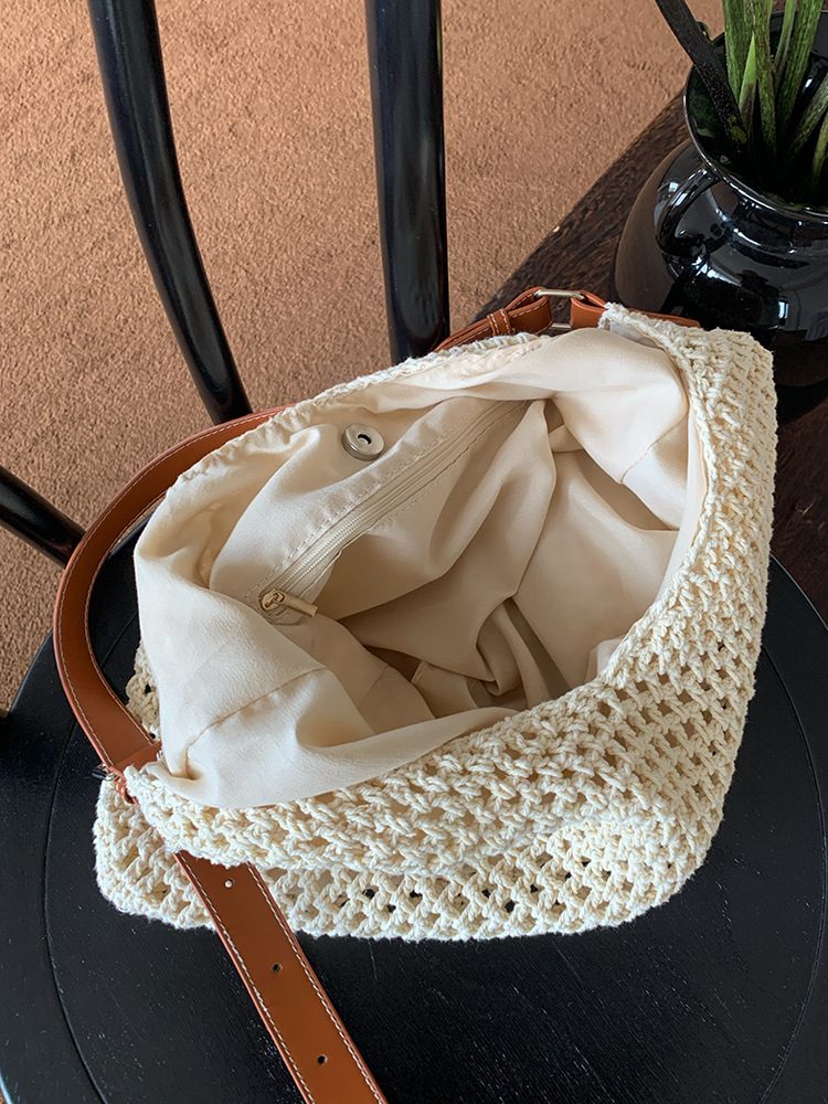 Women's Woven Hollow Beach Tote Crossbody Bag view 5