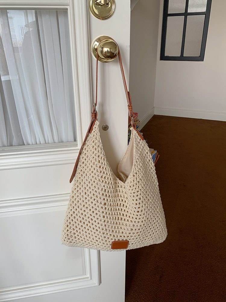 Women's Woven Hollow Beach Tote Crossbody Bag view 6