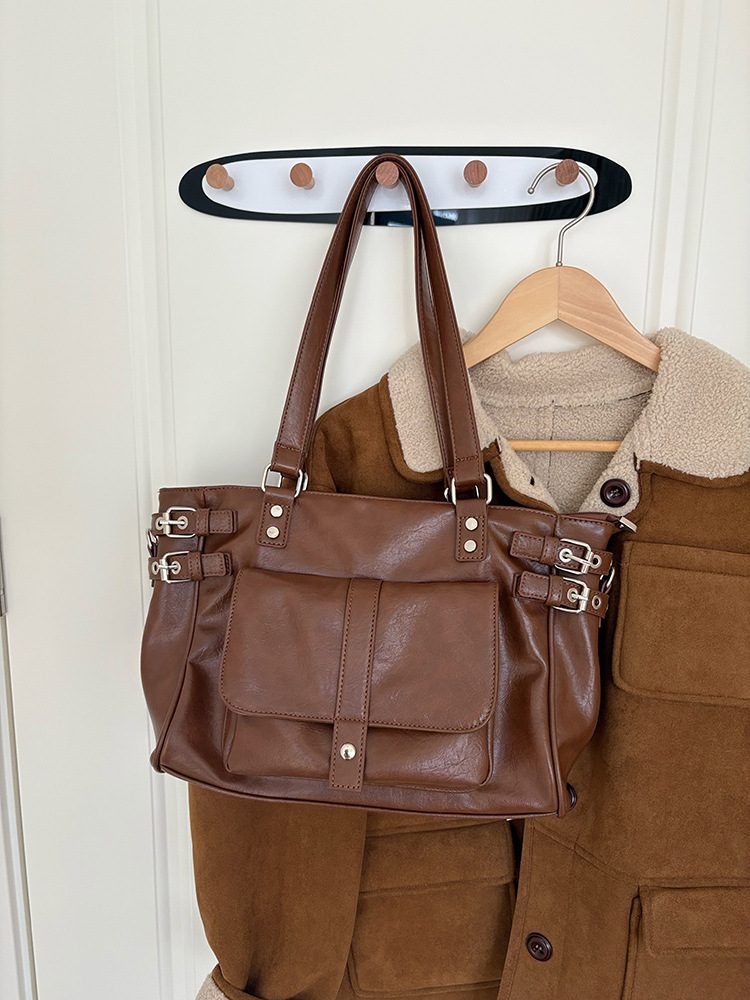 Women's Brown Large Tote Crossbody Bag view 2