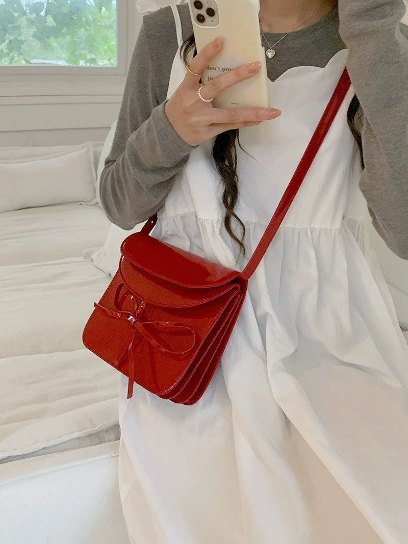 Red Patent PU Leather Crossbody Bag for wholesale OEM — YANYAN Bags Guangzhou handbag factory