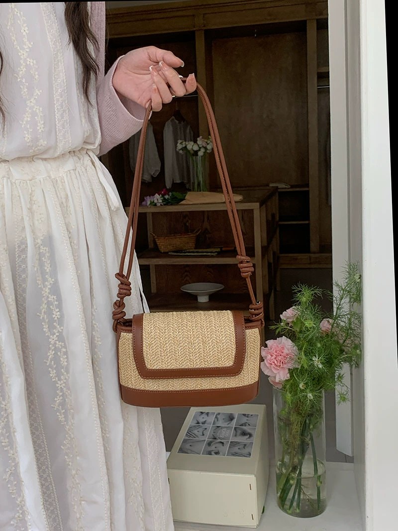 Woven Synthetic Crossbody Bag view 2