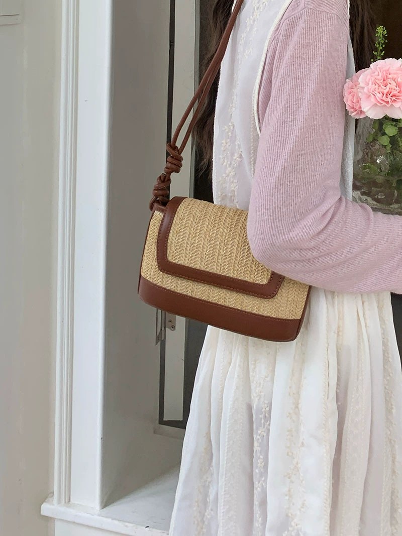 Woven Synthetic Crossbody Bag view 3