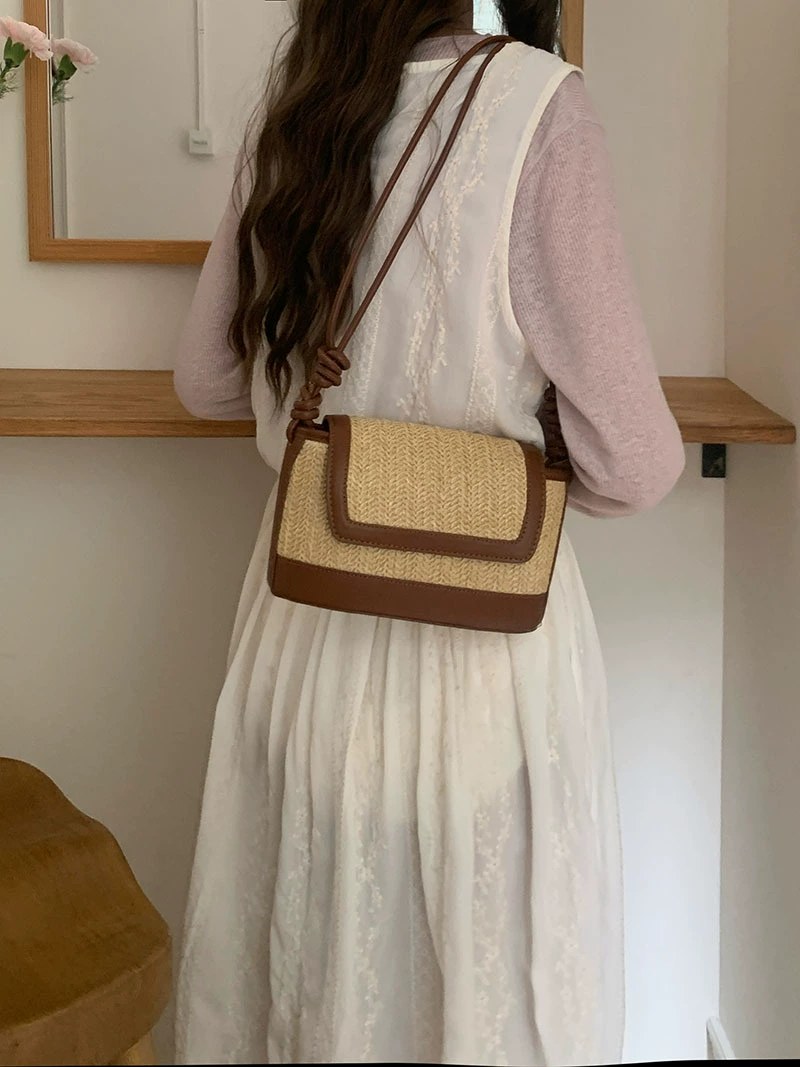 Woven Synthetic Crossbody Bag view 5
