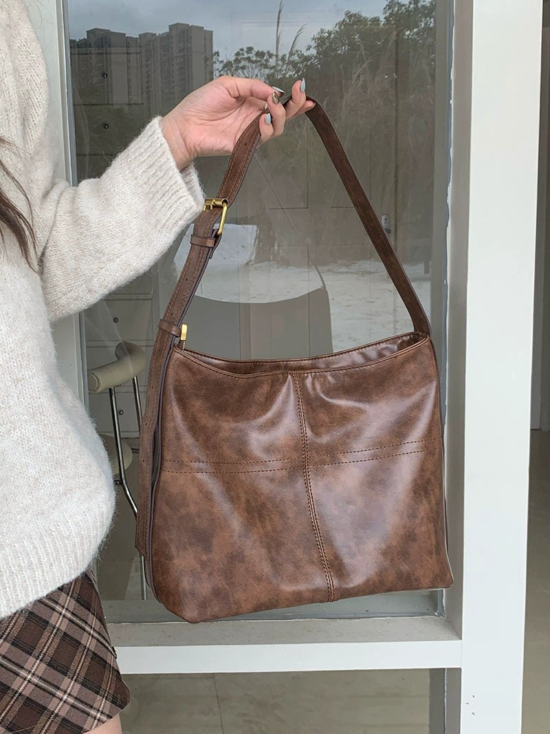Brown PU Leather Crossbody Bag view 3