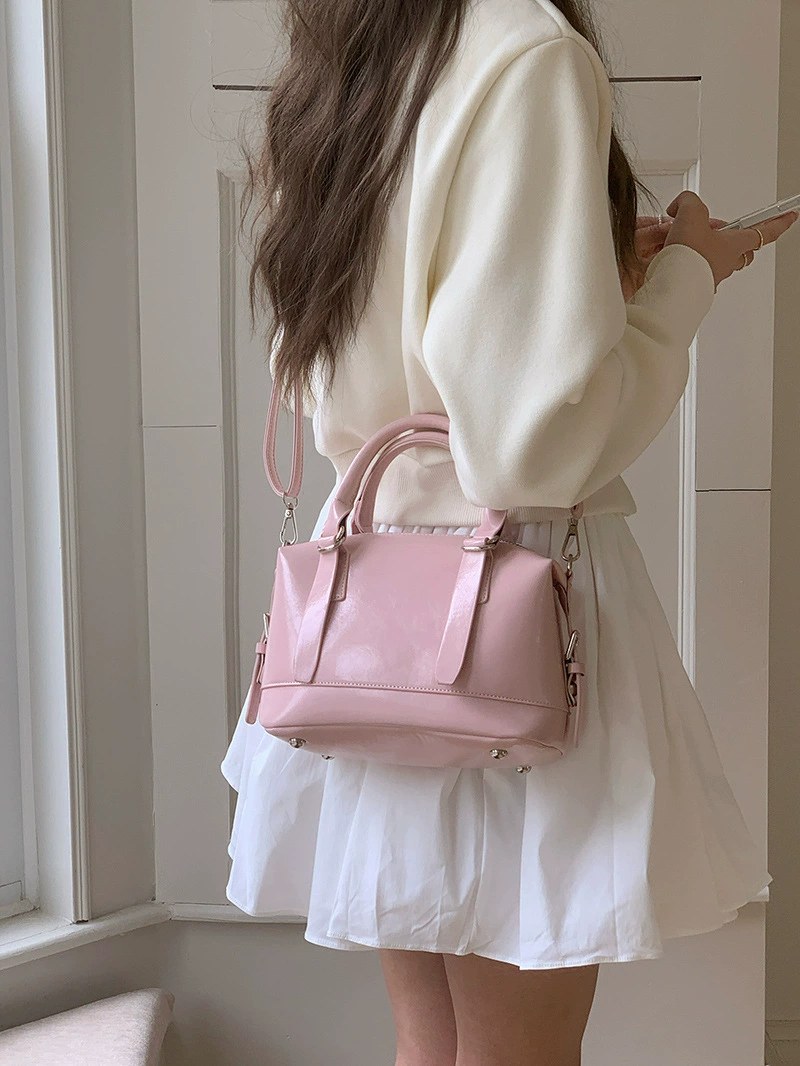 Pink PU Leather Crossbody Bag view 4