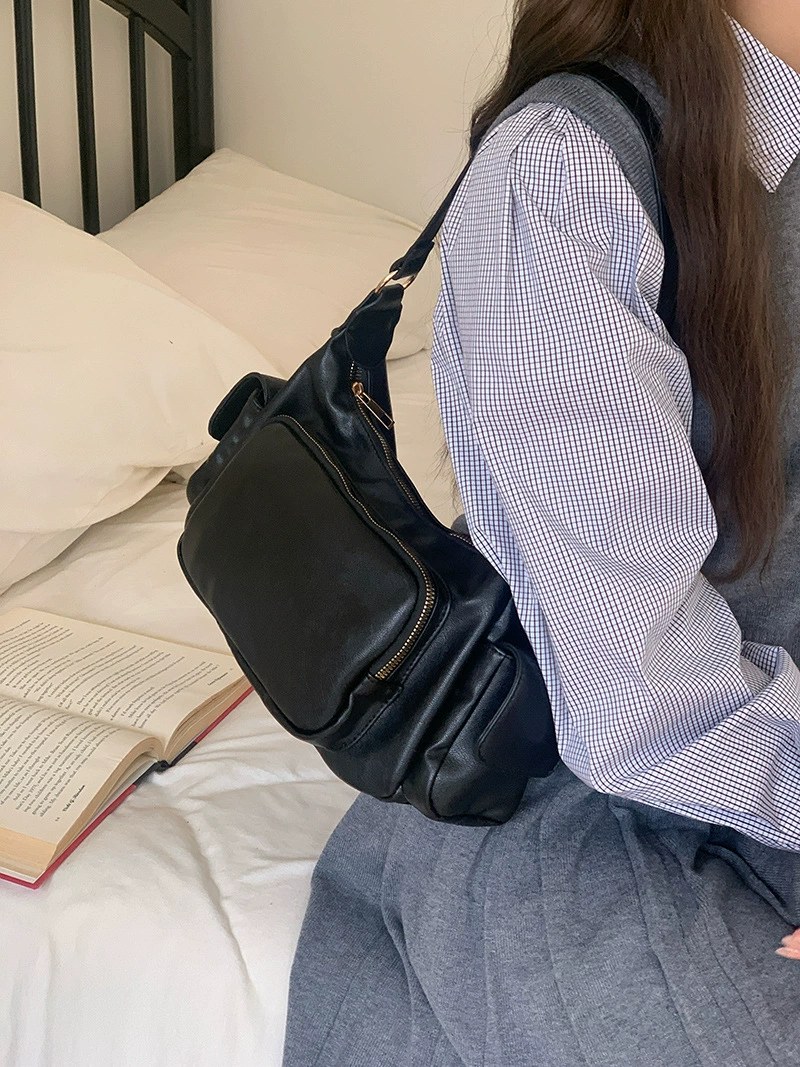Black PU Leather Crossbody Bag for wholesale OEM — YANYAN Bags Guangzhou handbag factory