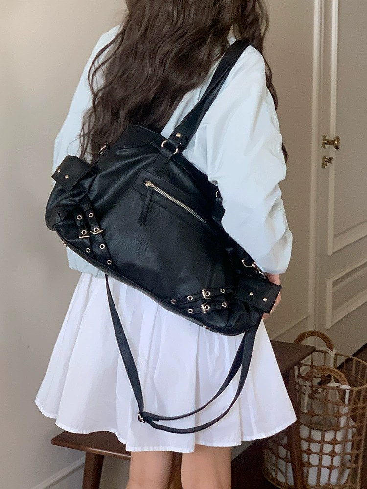 Bolso Cruzado de Cuero PU Negro view 2