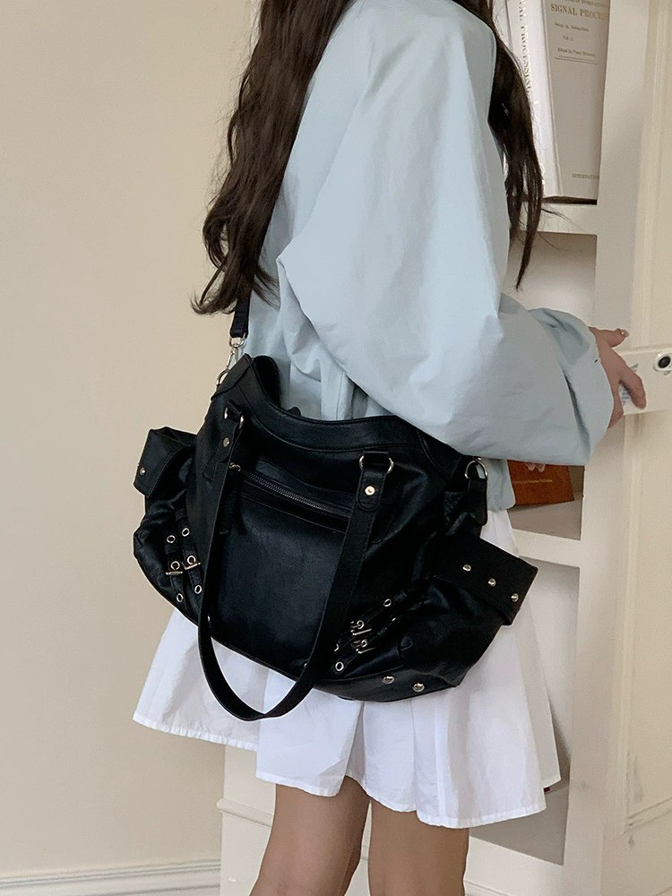Bolso Cruzado de Cuero PU Negro view 5