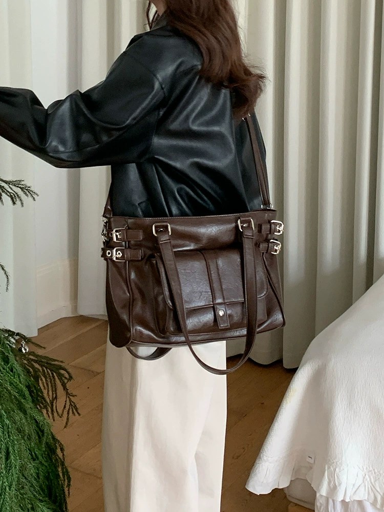Brown PU Leather Crossbody Bag view 4