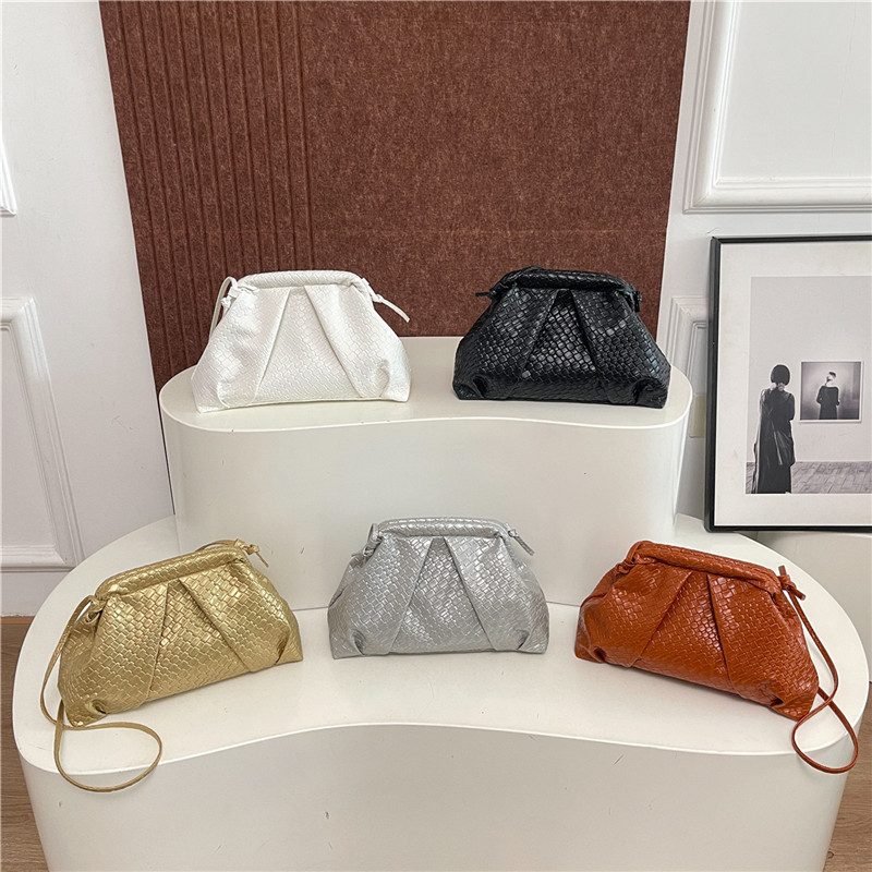 Woven Texture Top-Handle Shell Crossbody Bag