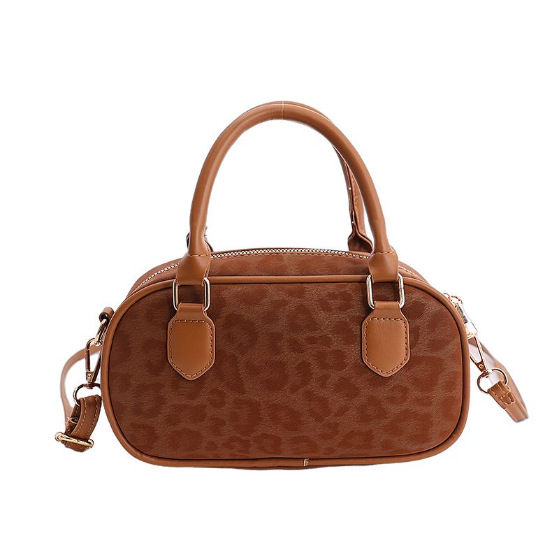 Vintage Quilted Boston Bag Leopard Print view 10