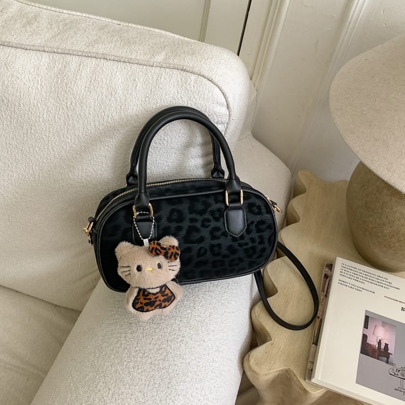 Vintage Quilted Boston Bag Leopard Print view 2