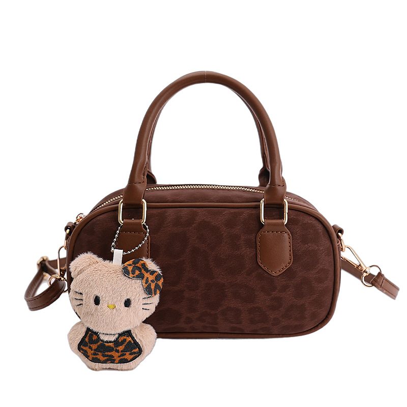 Vintage Quilted Boston Bag Leopard Print view 6
