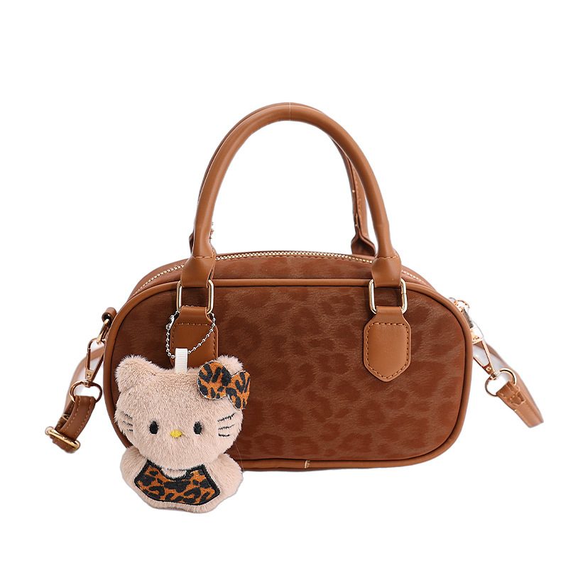 Vintage Quilted Boston Bag Leopard Print view 7