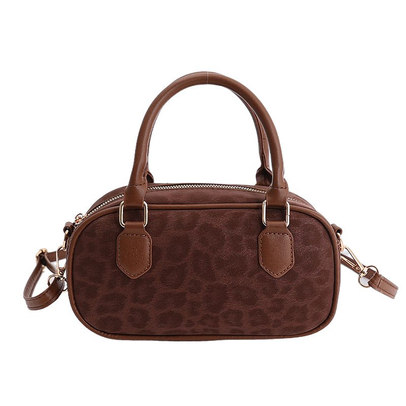 Vintage Quilted Boston Bag Leopard Print view 9
