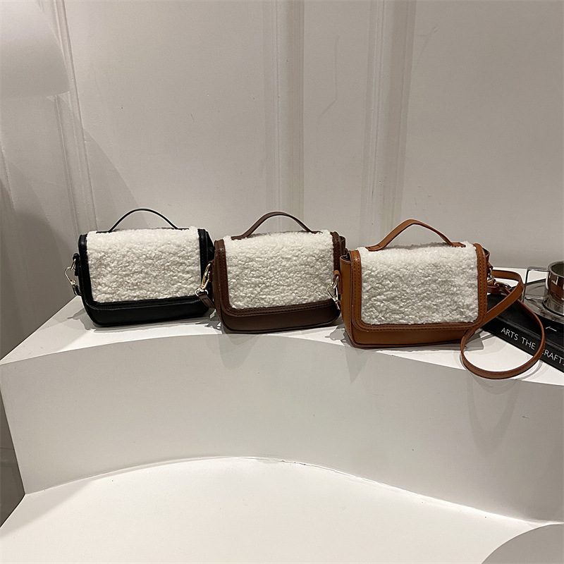 Faux Fur Saddle Crossbody Bag Vintage