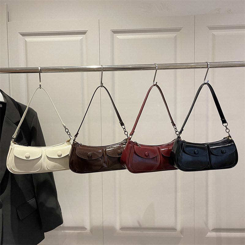 Solid Color Large Capacity Underarm Crossbody Bag