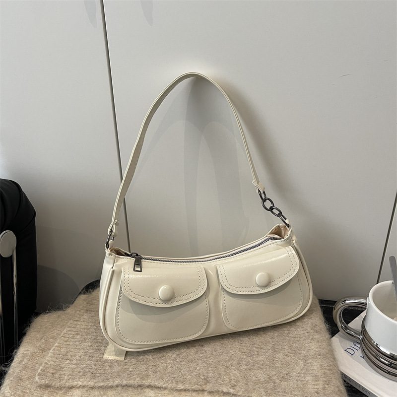 Solid Color Large Capacity Underarm Crossbody Bag view 3