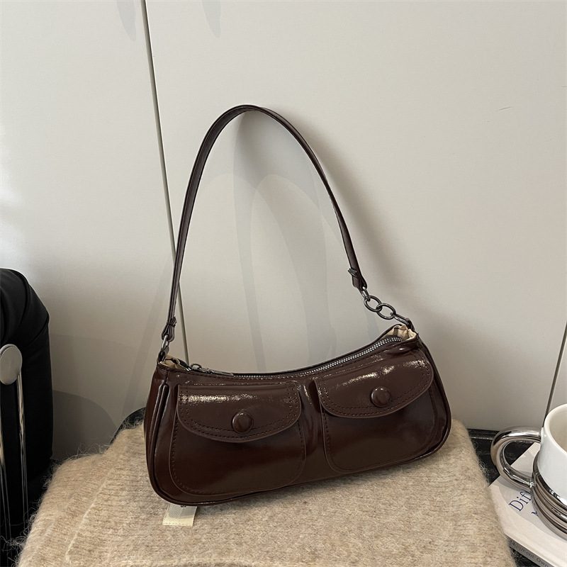 Solid Color Large Capacity Underarm Crossbody Bag view 4